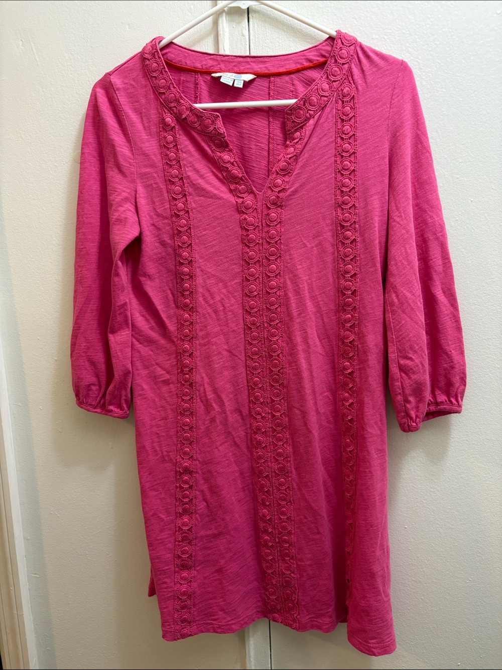 Boden Fuchsia Embroidered Long Sleeve Tunic Dress Size 2